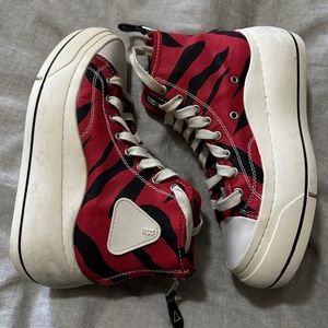 R13 Zebra Kurt High Top Sneakers